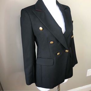 New.Banana Republic Black Captain's Double Breasted Gold Button Blazer size 0